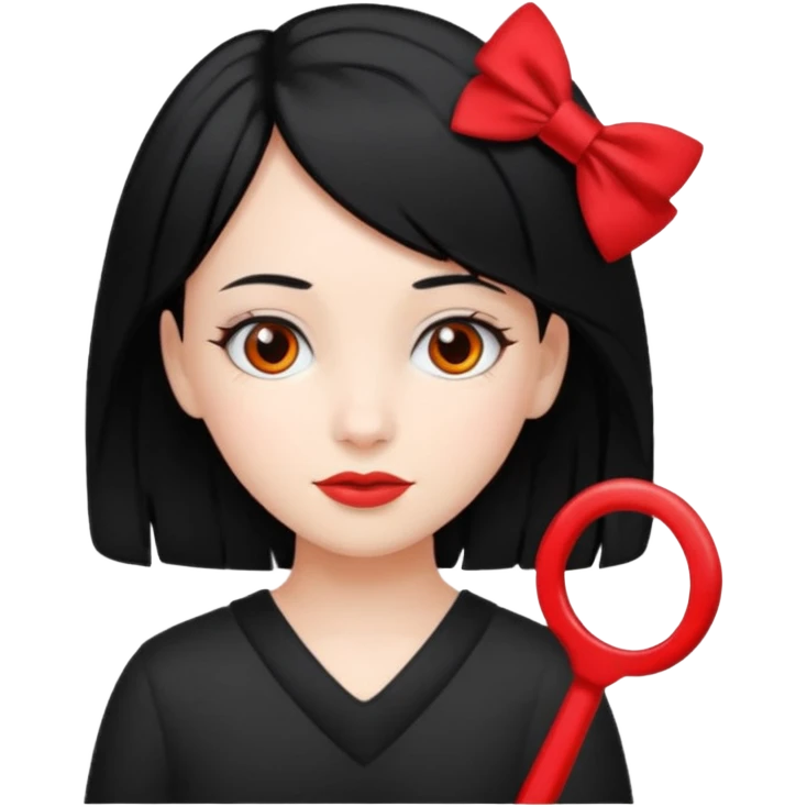  girl with black hair and red color hairclip emoji