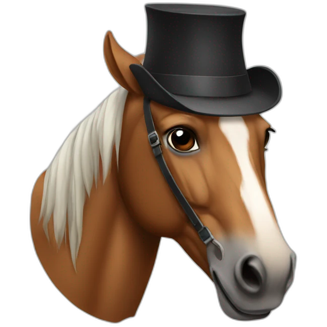 A horse with a hat emoji