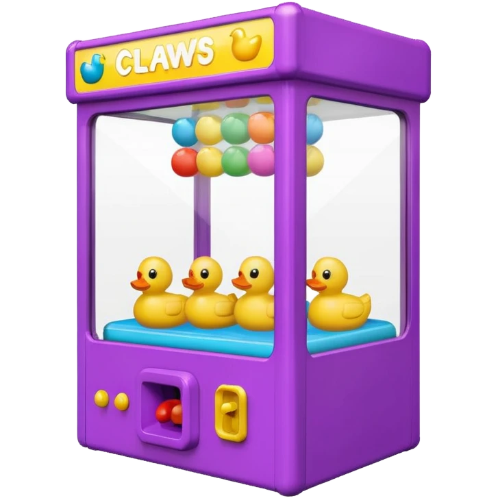Claw machine arcade game with rubber duckies emoji