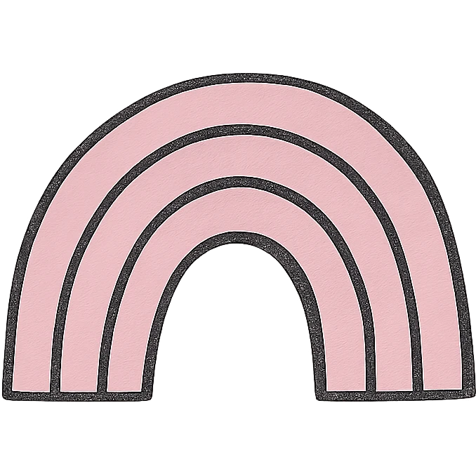 hand drawn outlined icon of a pink rainbow, no fill, thick lines emoji