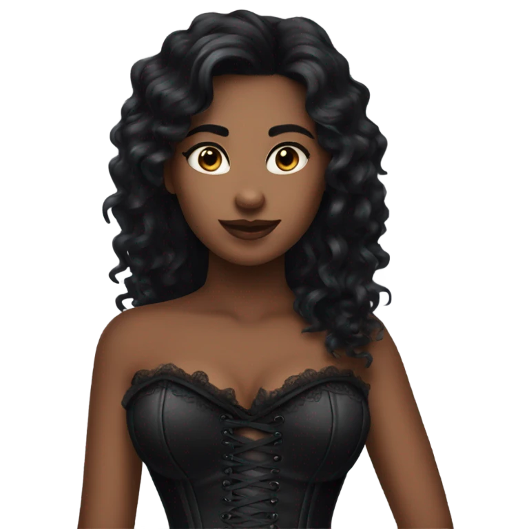 dark hair black corset emoji