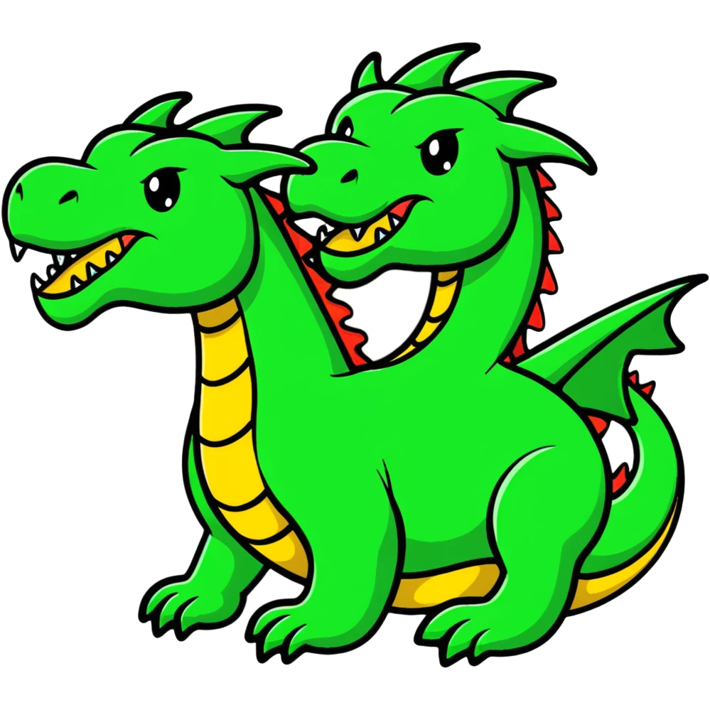 three-headed dragon Gorynych cartoonish sticker style emoji