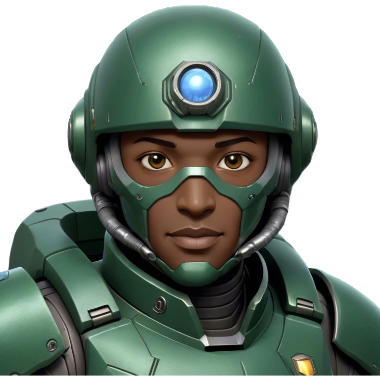 Cinematic Realistic StarCraft Terran Marine Portrait, head tilted dramatically with an exaggeratedly amused expression, blending futuristic grit with a hint of unexpected humor. His steely gaze and determined features, set against intricately detailed tactical armor in dark green and grey, are rendered with lifelike texture and dynamic lighting, high shine, dramatic yet whimsical, capturing the essence of a Terran Marine whose epic strength is accompanied by a playful edge. emoji