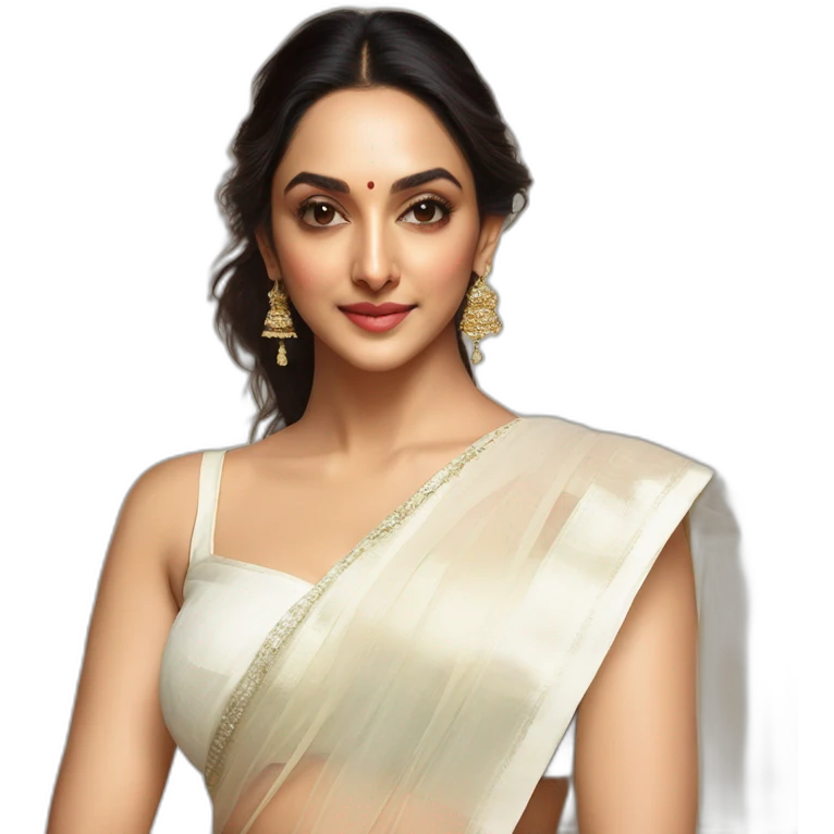 Kiara Advani in white half blouse saree emoji