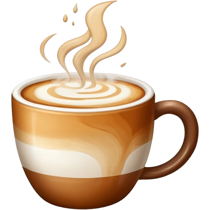 steaming latte in a mug, soft colors emoji
