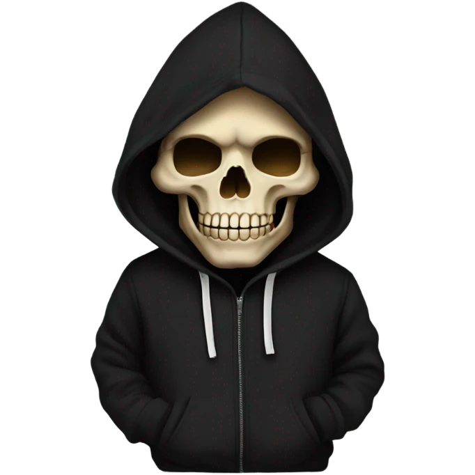 Skull in black hoodie emoji