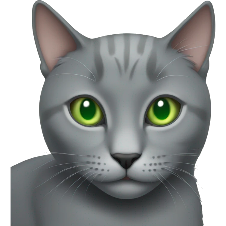 green eyed solid gray cat on a bed emoji