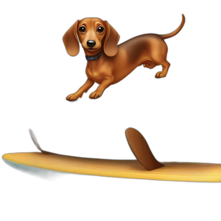 Dachshund on a surfboard emoji