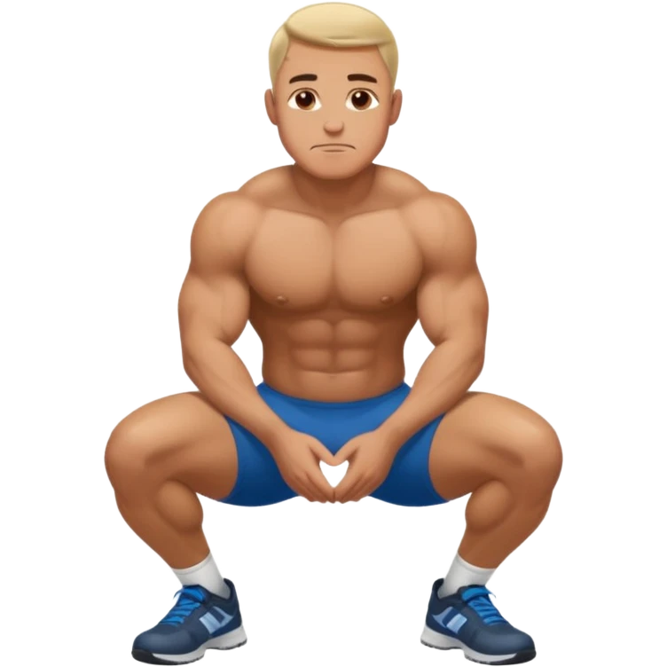 A man squatting with his hands on his knees emoji