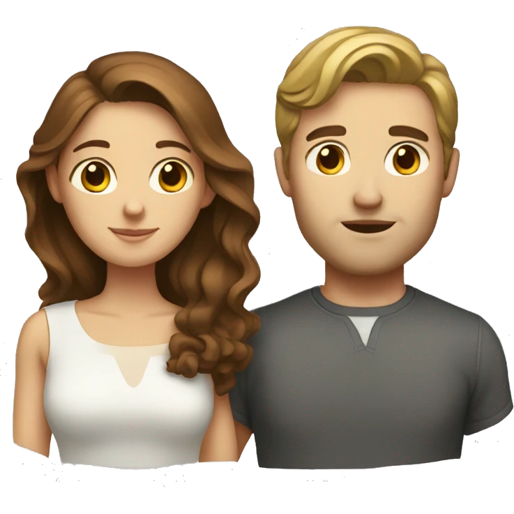White couple with brown hair emoji