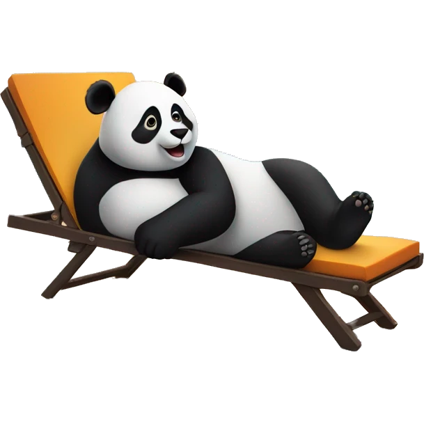 Panda lying on a chaise longue by the sea, watching the sunset emoji