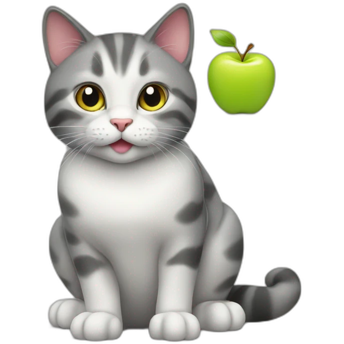 Cat with apple emoji