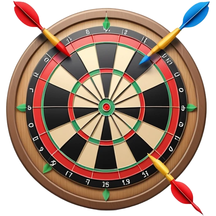 A dartboard with darts firmly stuck in the bullseye, surrounded by the colorful sections of the target. The background conveys a competitive atmosphere, with a subtle focus on precision and skill in the game of darts. emoji