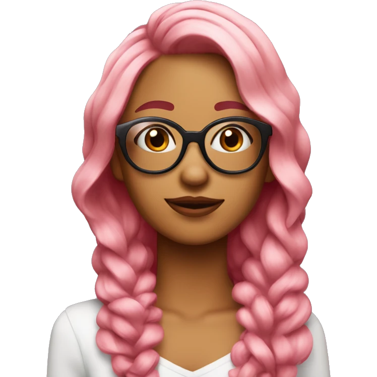 Chica de cabello color vino con pollina rosada y lentes  emoji