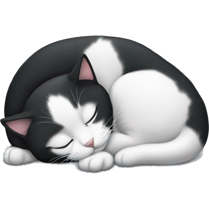 Sleeping black and white cat emoji