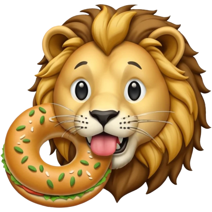 lion eating bagel emoji