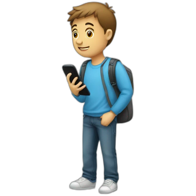 Jeune Homme regardant son téléphone emoji