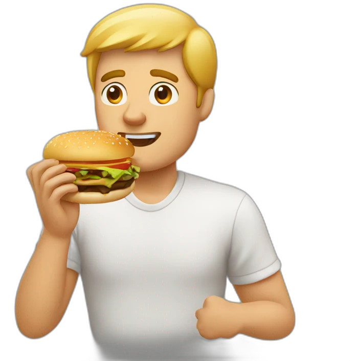 man eating a hamburguer emoji