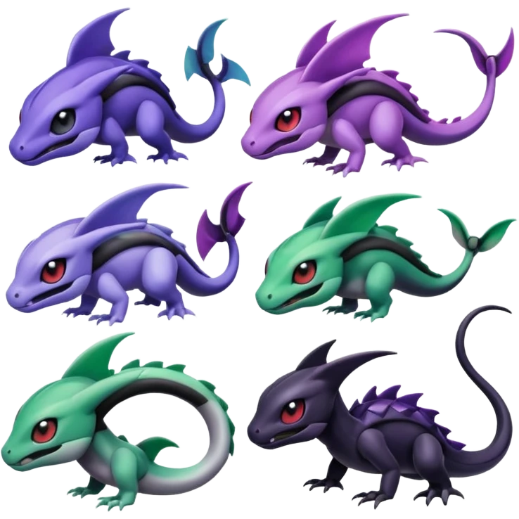 Violet-purple-black-white-gradients Meloetta-Rayquaza-Salandit-Pokémon-Fakémon-creature emoji
