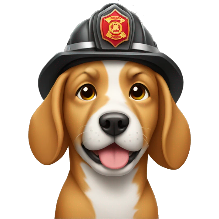 Dog in firefighter hat emoji