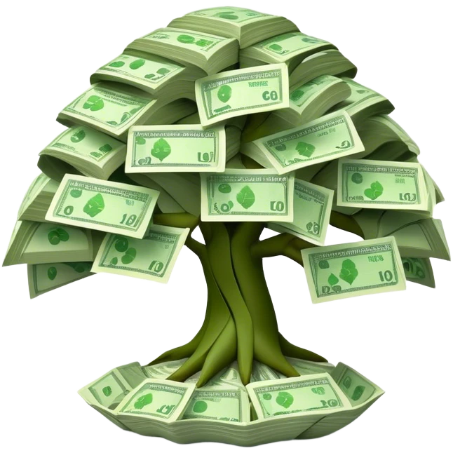 Bonzai with banknotes emoji