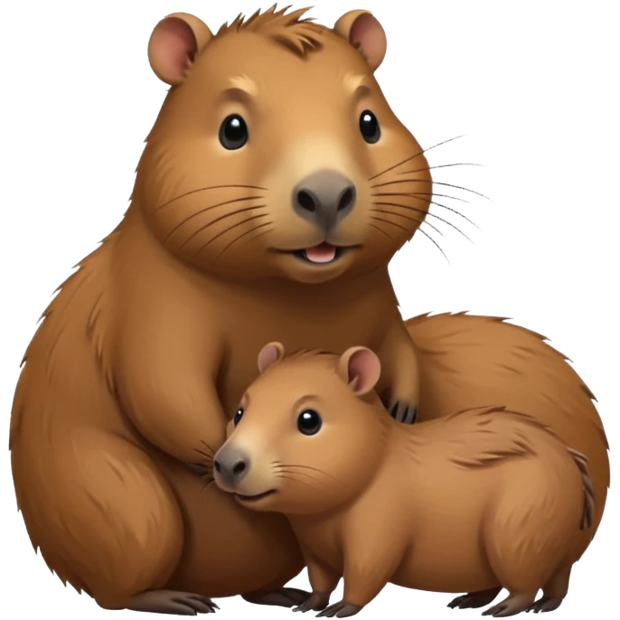 Capybara cute with it mom emoji