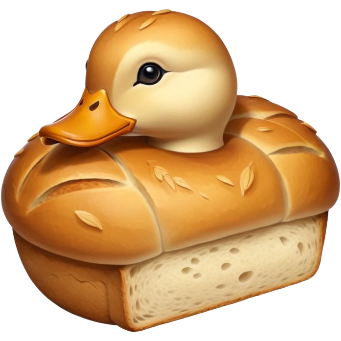 artisan bread that resembles a duck, crusty bread texture emoji