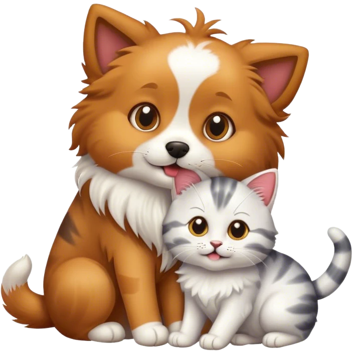 Dog and cat playing emoji