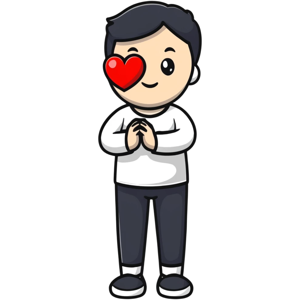 person holding a heart emoji