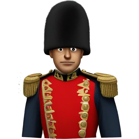 Photorealistic The British red Guardsman with bearskin hat emoji