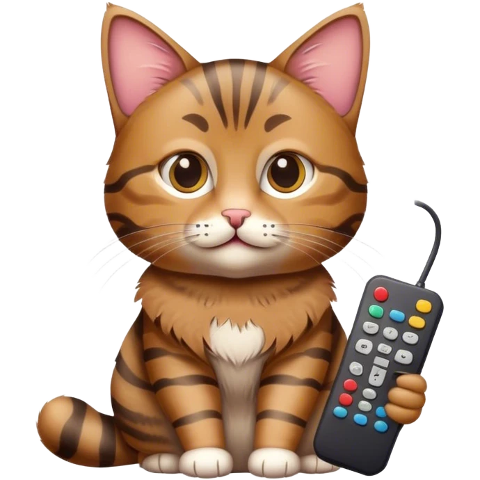 A Cat holding a tv remote emoji