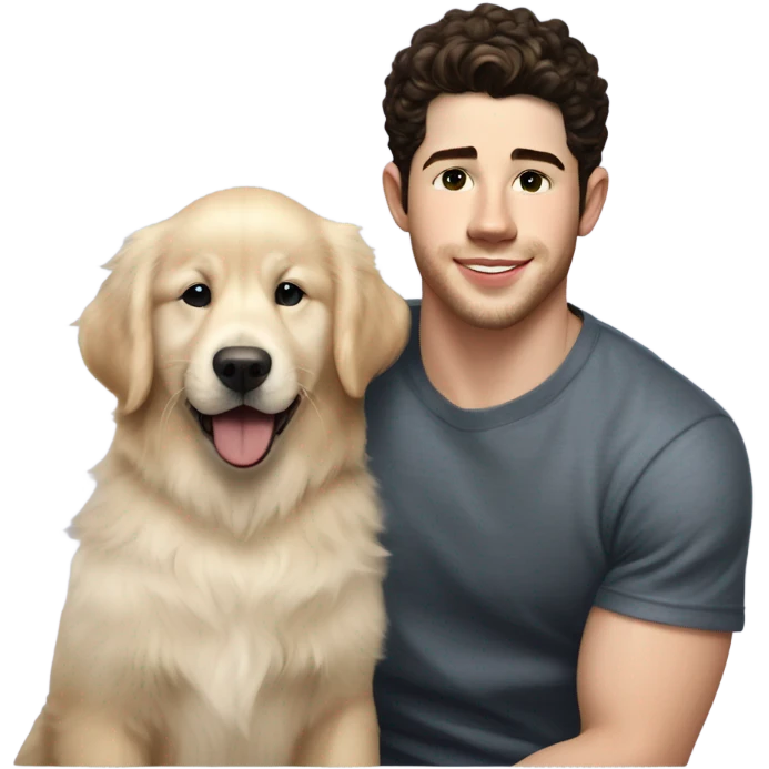 Nick Jonas and English cream golden retriever puppy  emoji