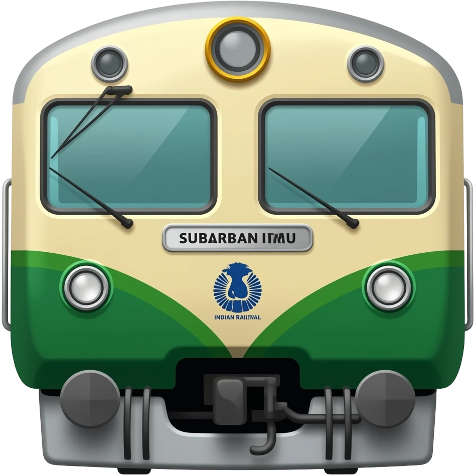 new delhi classic two window within the middle as display mannual nameplate emu suburban local train green and cream face indian railways emoji