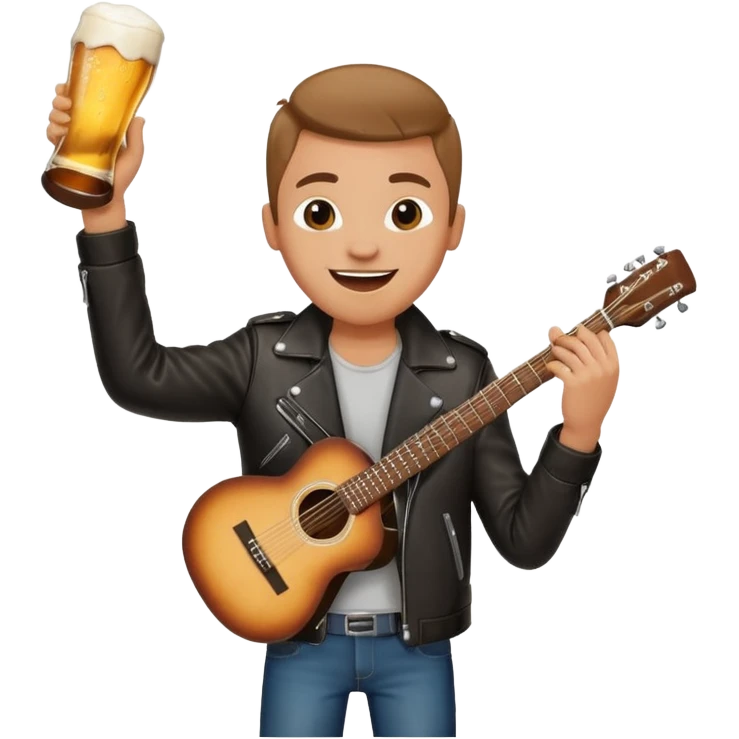 We're creating a quiz for a New Year's Eve team. The idea is that people have to guess which emoji belongs to which person from three emojis. Now it's up to you to make one whole emoji from the following  emojis.  🏍🎸🍻👦 emoji