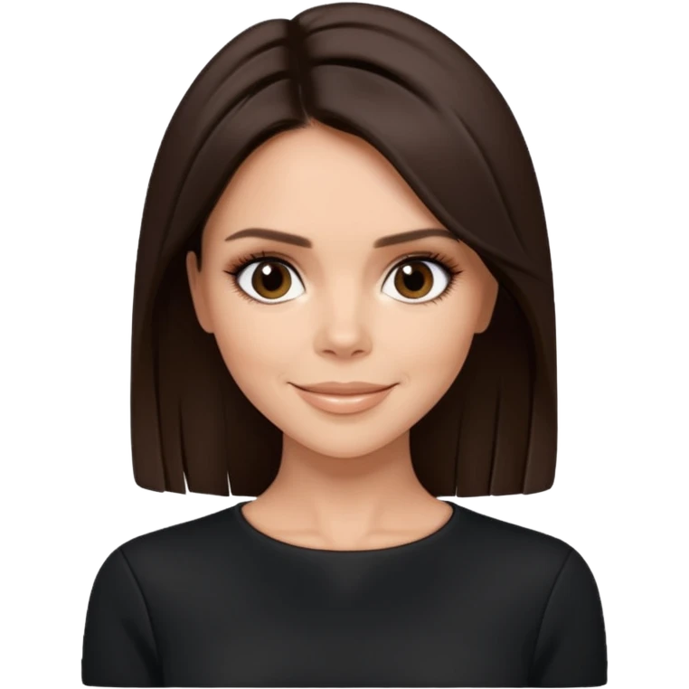 Victoria Beckham with dark brown hair, black outfit emoji