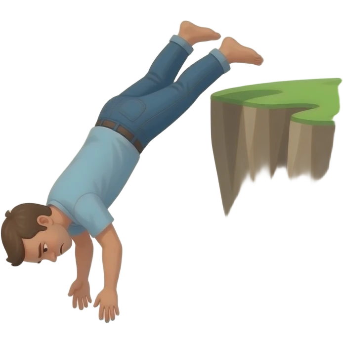 Man falling from top without water , he is out of soul ans depressed emoji