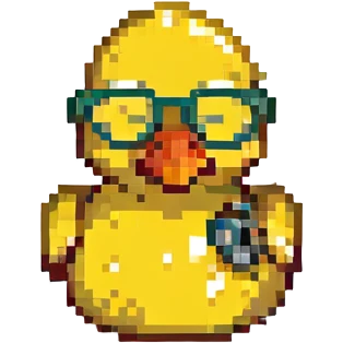 Rubber duck wearing tiny glasses emoji