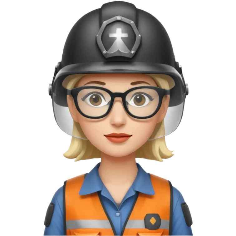 woman wearing raiding helmet and glasses emoji