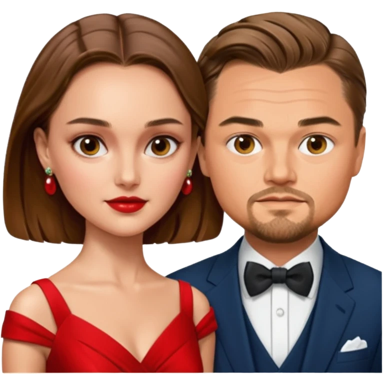 leonardo di caprio and Natalie Portman in a red dress emoji