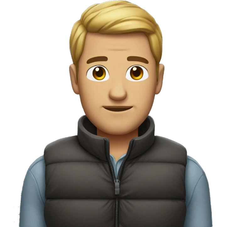 Man wearing puffervest emoji