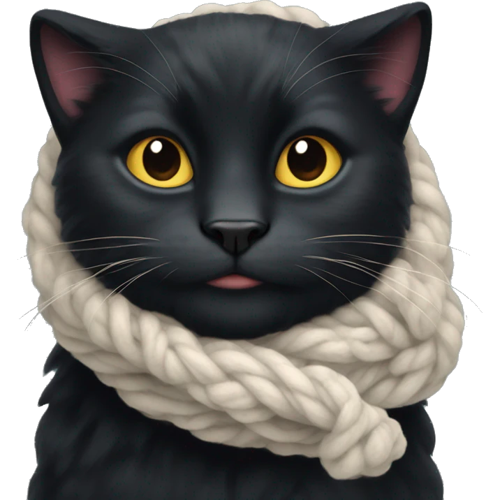 Sweet big black cat with wool emoji