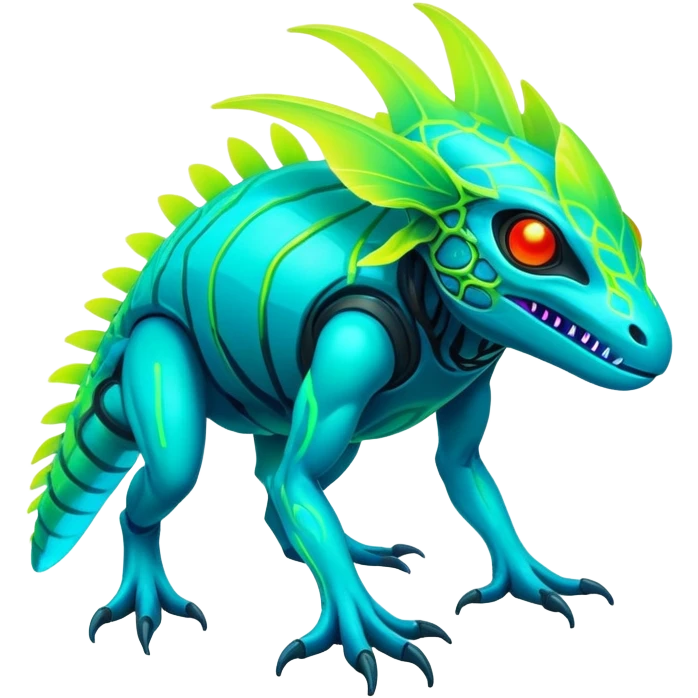 Tropical futuristic lush neon Fionbri-Vernid-creature (full body) emoji