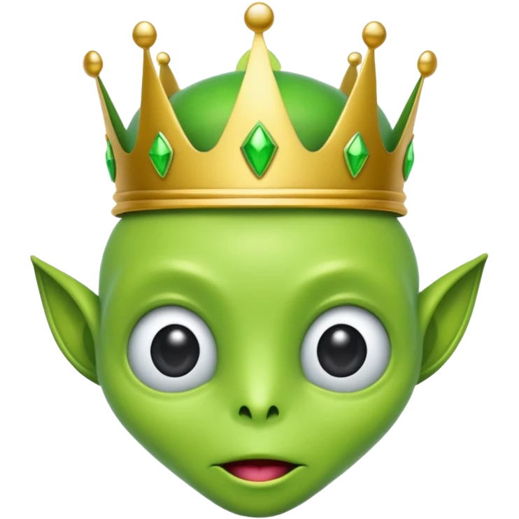 green alien with crowN emoji