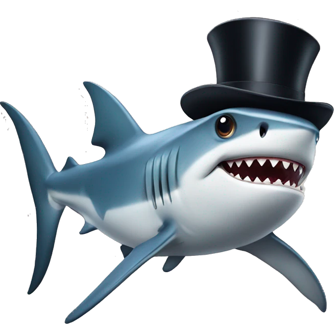 Shark with a top hat emoji