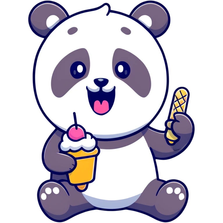 Panda eating ice cream emoji
