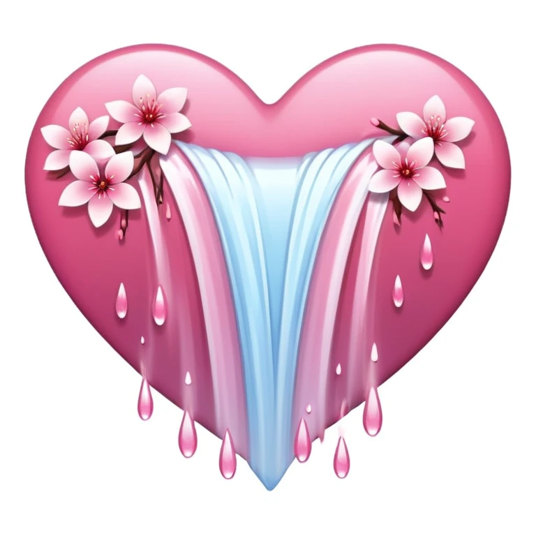 sakura heart with a pink waterfall emoji