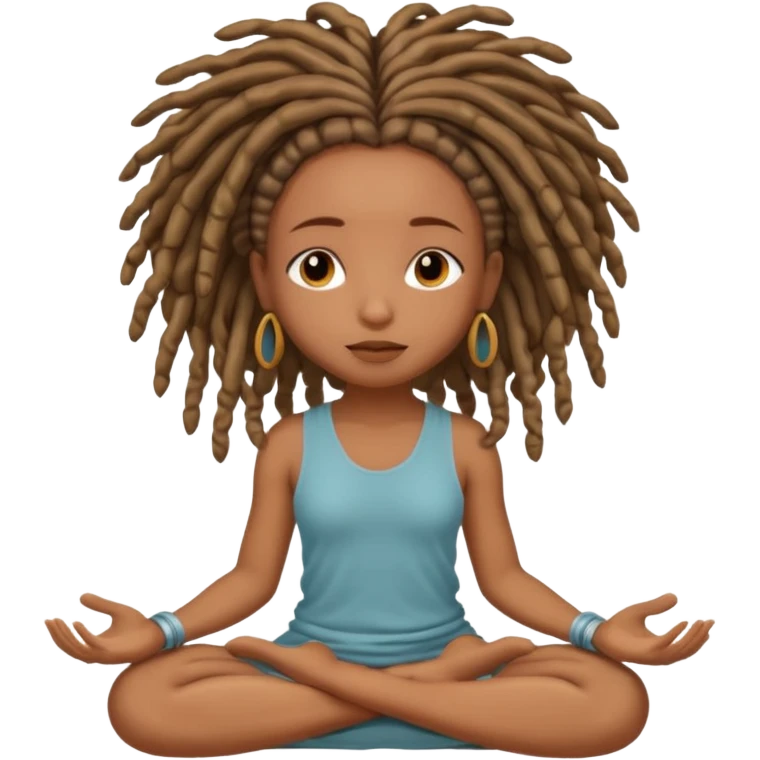light brown African girl with locs medidating emoji