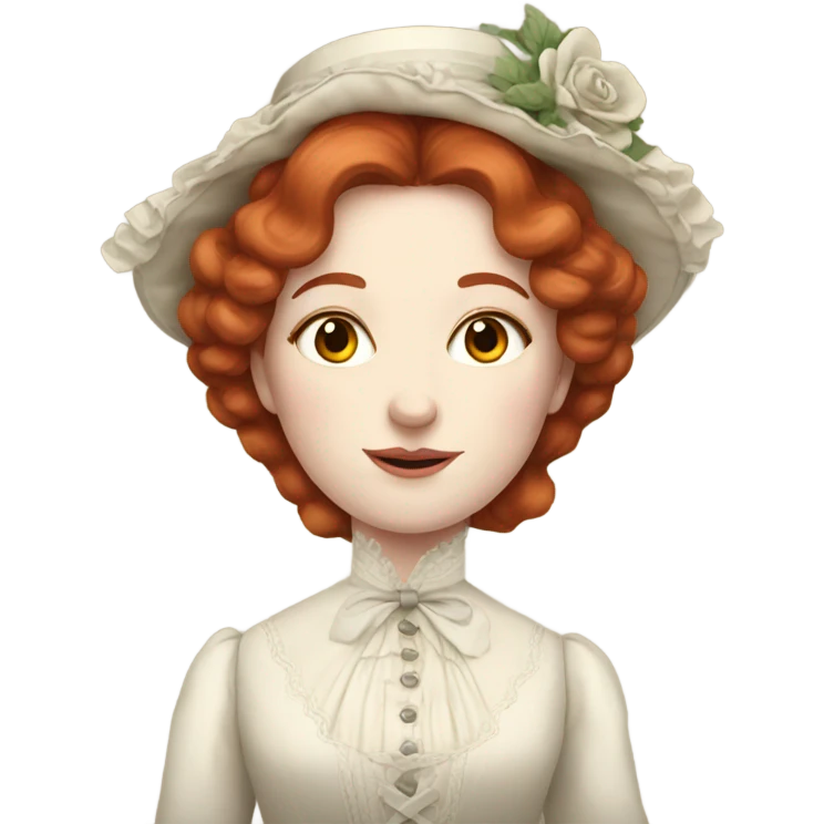 victorian lady with pale skin and red hair  emoji