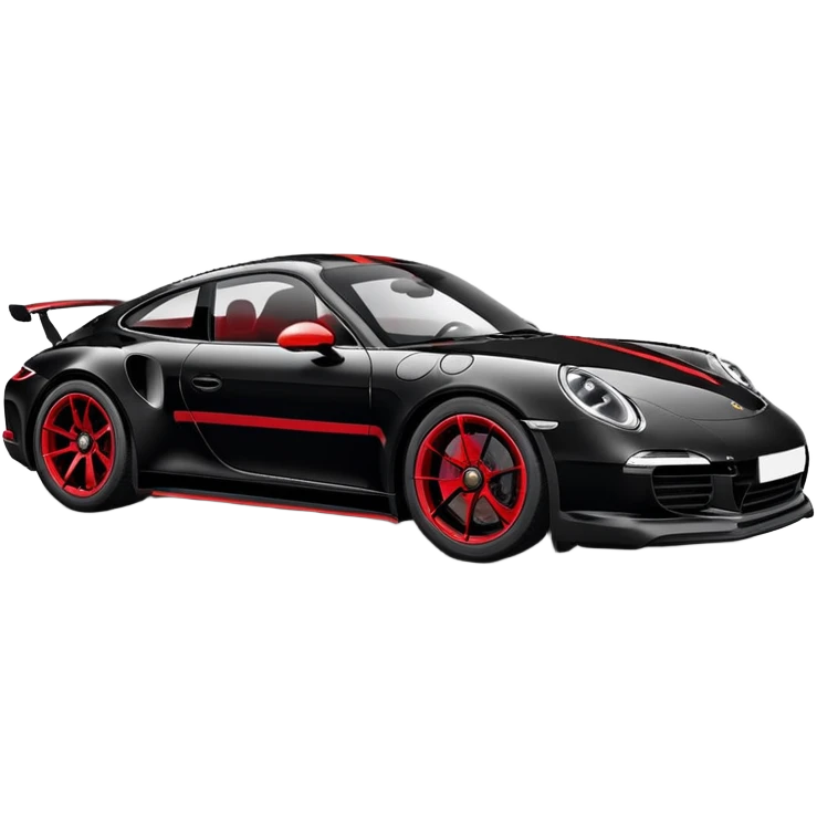 Black Porsche 911 with red details emoji