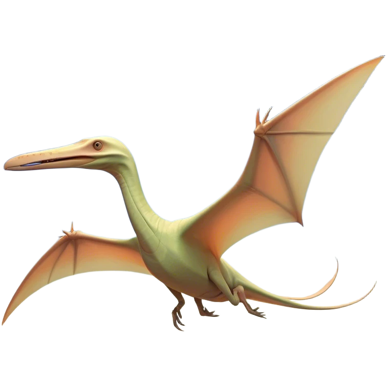 Beautiful and Majestic Pterodactyl Portrait Emoji, Head and body rendered in serene repose with a gentle, content smile, showcasing a slender, aerodynamic form with expansive wings gently folded and eyes softly closed in tranquil slumber, Simplified yet exquisitely endearing features, highly detailed, glowing with a soft, drowsy celestial light, high shine, relaxed and utterly majestic, stylized with an air of timeless aerial splendor, soft glowing outline, capturing the essence of a beautiful and majestic Pterodactyl that embodies the pure grace of prehistoric flight! emoji
